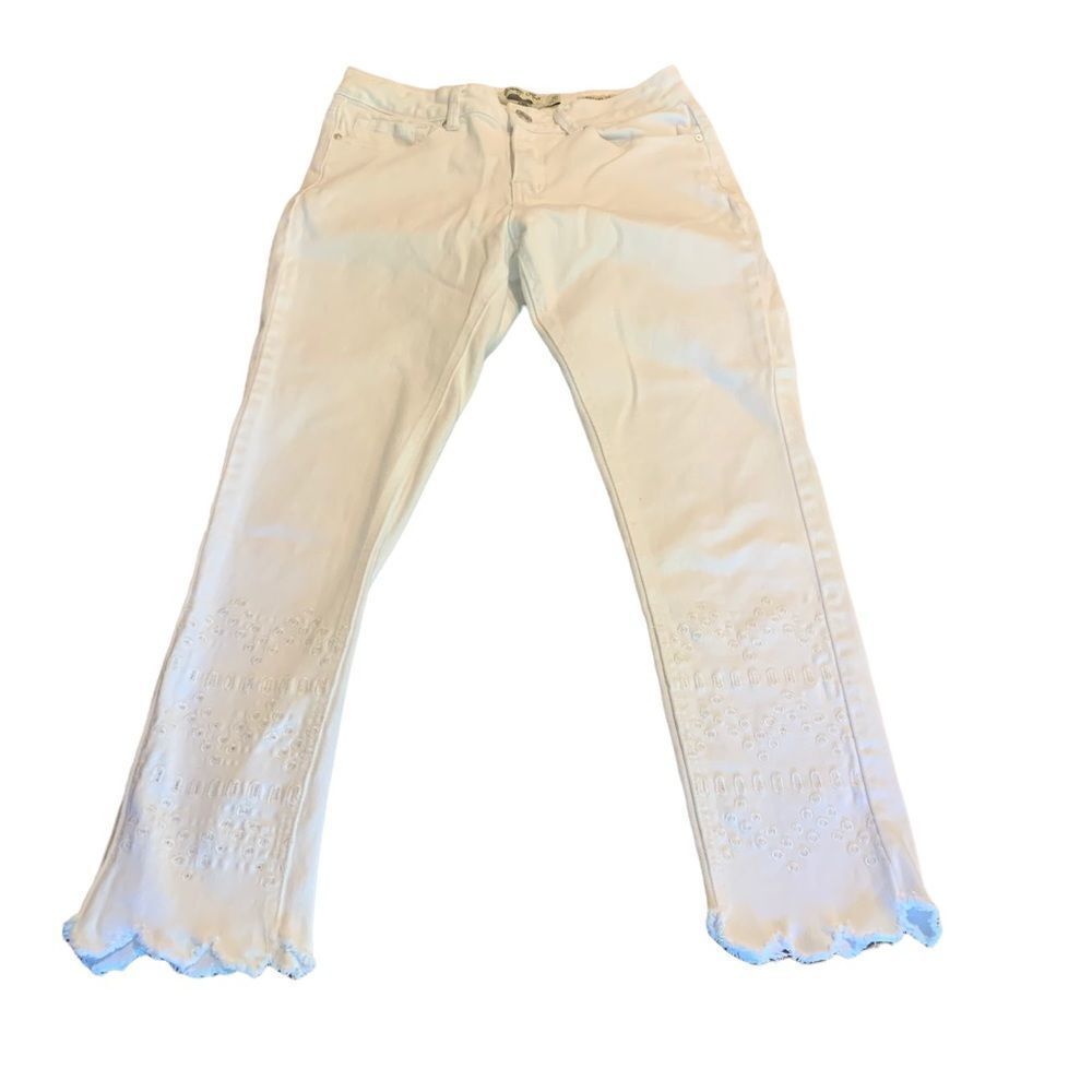 Indigo Rein White Ankle Jeans Embroidered 9/28